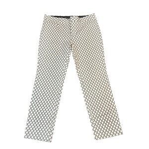 Banana Republic Sloan Fit Pants Womens 10 Black White Geometric Diamond Print